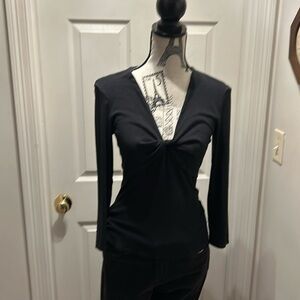 COPY - Cache Brand solid Black Jersey Knit long sleeve top